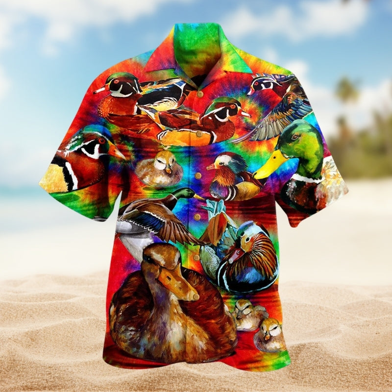 Floral Easter Rabbit Relaxed Landscape Hawaiian Shirt Collar And Front View For Outdoor Gatherings