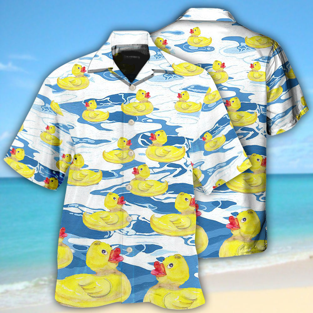 Cute Duck Hawaiian Shirt With Detailed Graphic For Tropical Holiday Resort Parties And Everyday Style