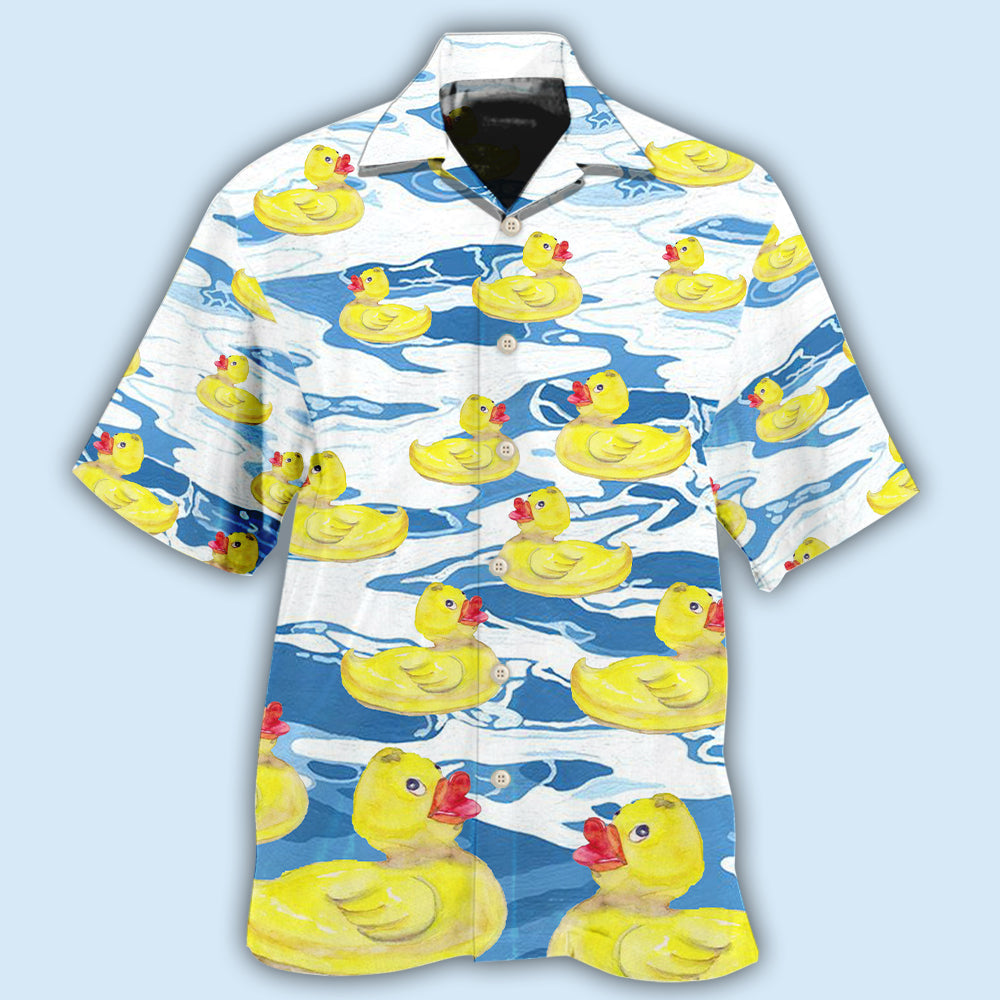 Cute Duck Hawaiian Shirt With All Over Print For Tropical Holiday Resort Parties And Everyday Style