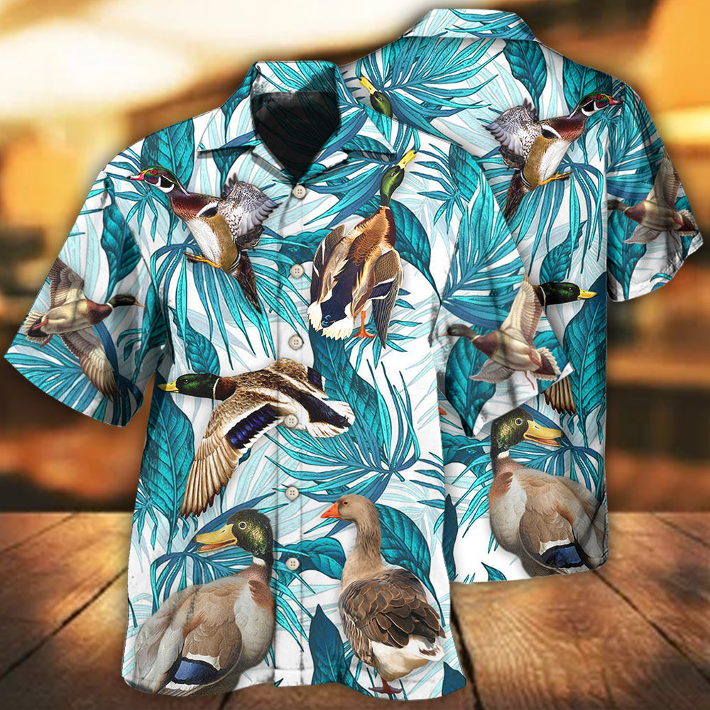 Tropical Duck Hawaiian Shirt With All Over Print For Summer Events Coastal Travel And Comfortable Styling