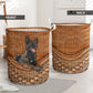 Dutch Shepherd Dog Rattan Texture Laundry Basket For Room Home Organizer