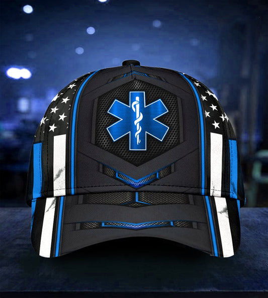 EMS Paramedic Blue Flag Classic Cap For Nature Lovers Travel And Casual Daily Styling