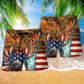 American Eagle Patriotic Beach Shorts Pattern Detail For Leisure Travel And Casual Outdoor Comfort
