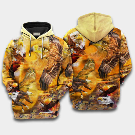 Eagle Flying Sunset Sky Hoodie For Comfortable Daily Outfits Holidays And Casual Wear