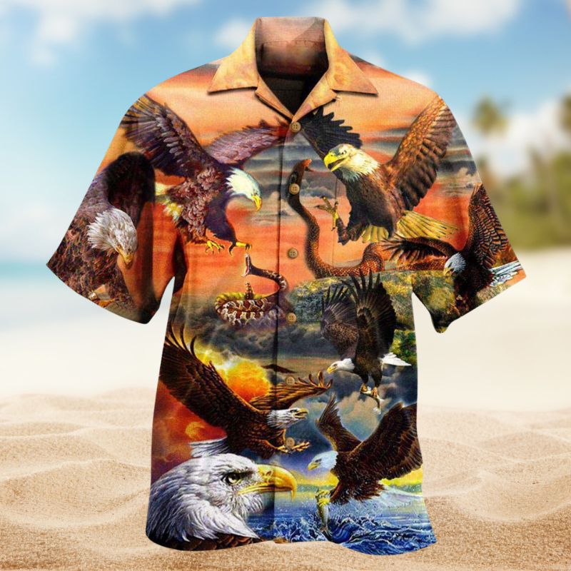 Eagle Hunter King Sky Hawaiian Shirt For Coastal Getaways, Outdoor Gatherings, And Thoughtful Gift Giving