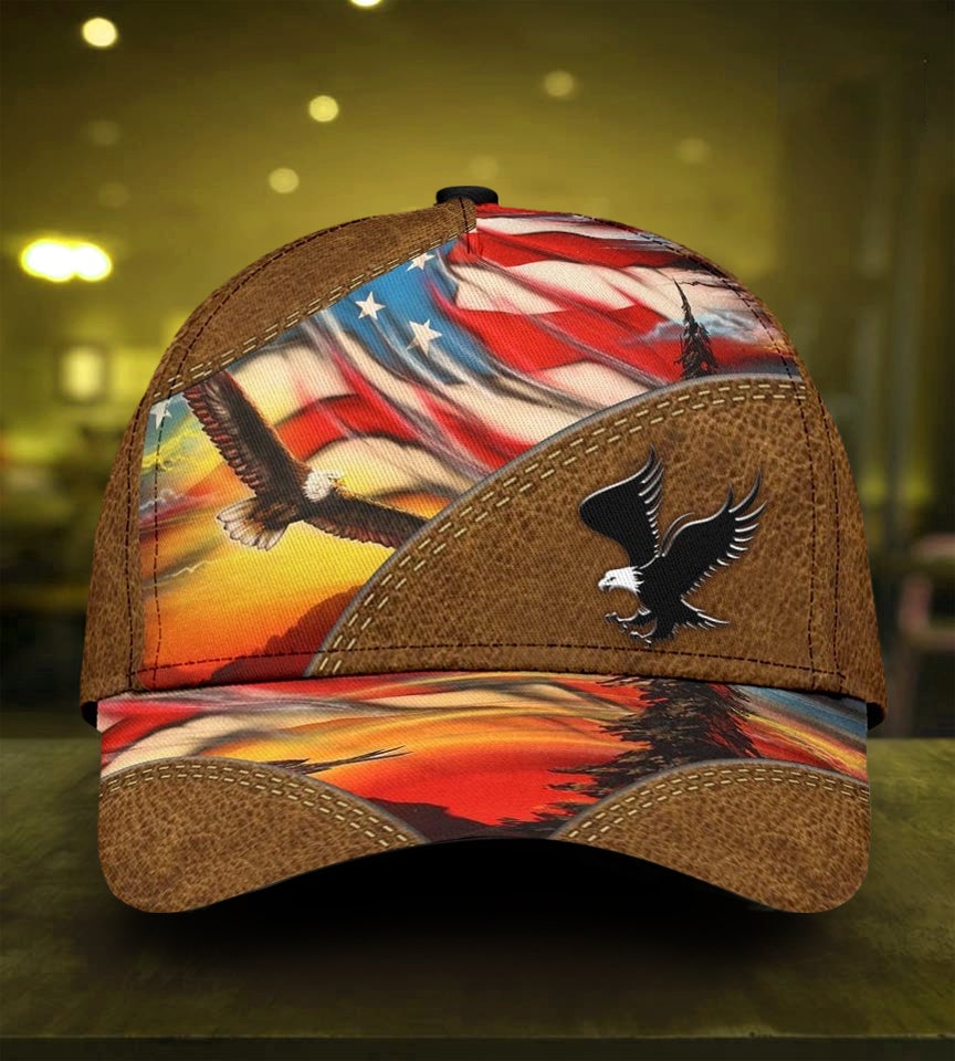 Eagle Love American Leather Pattern Classic Cap For Summer Activities Vacations And Comfortable Daily Wear