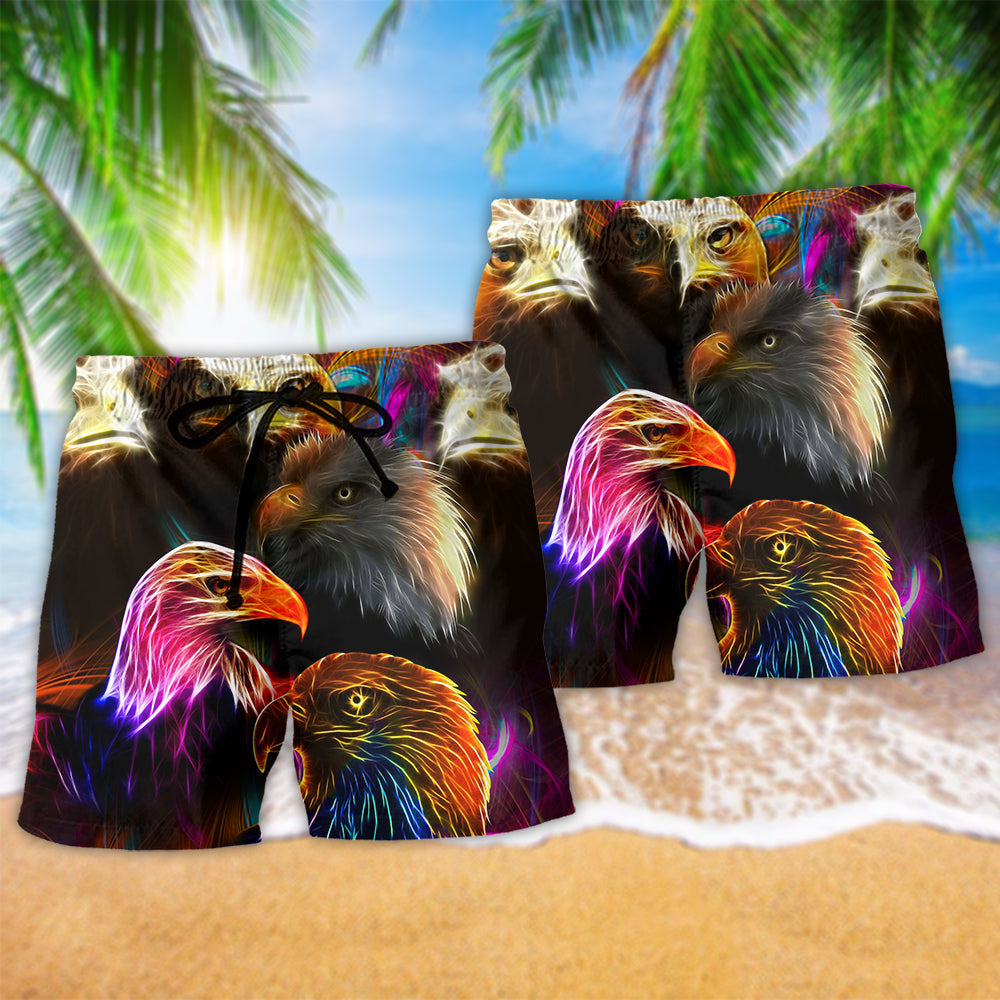 Neon Eagle Beach Shorts Pattern Detail For Relaxed Weekends And Laid Back Daily Wear