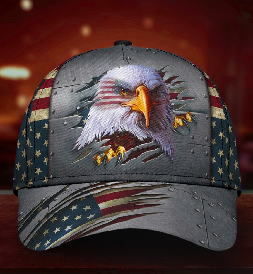 Eagle Proud American Flag Classic Cap For Casual Outfits Vacations And Everyday Styling