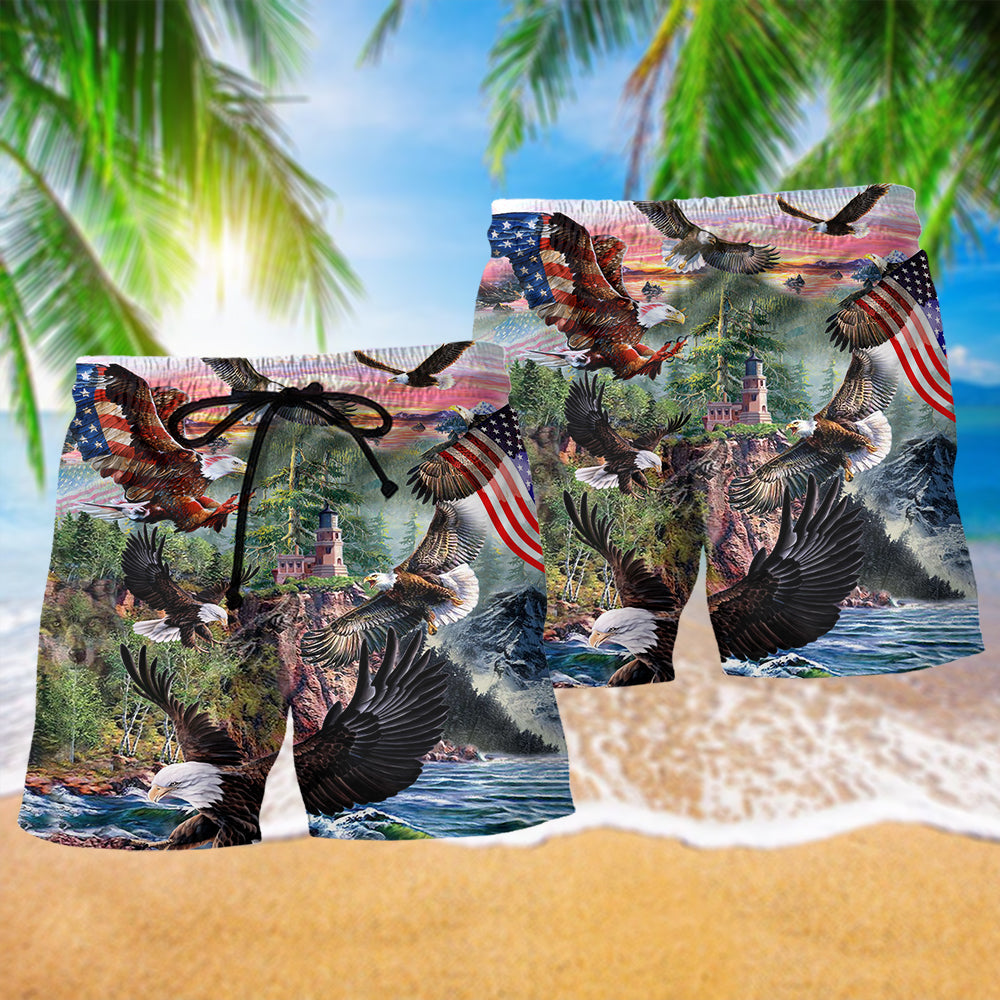 Eagle Wild Spirit Of America Beach Shorts For Patriotic Summer Style And Coastal Trips