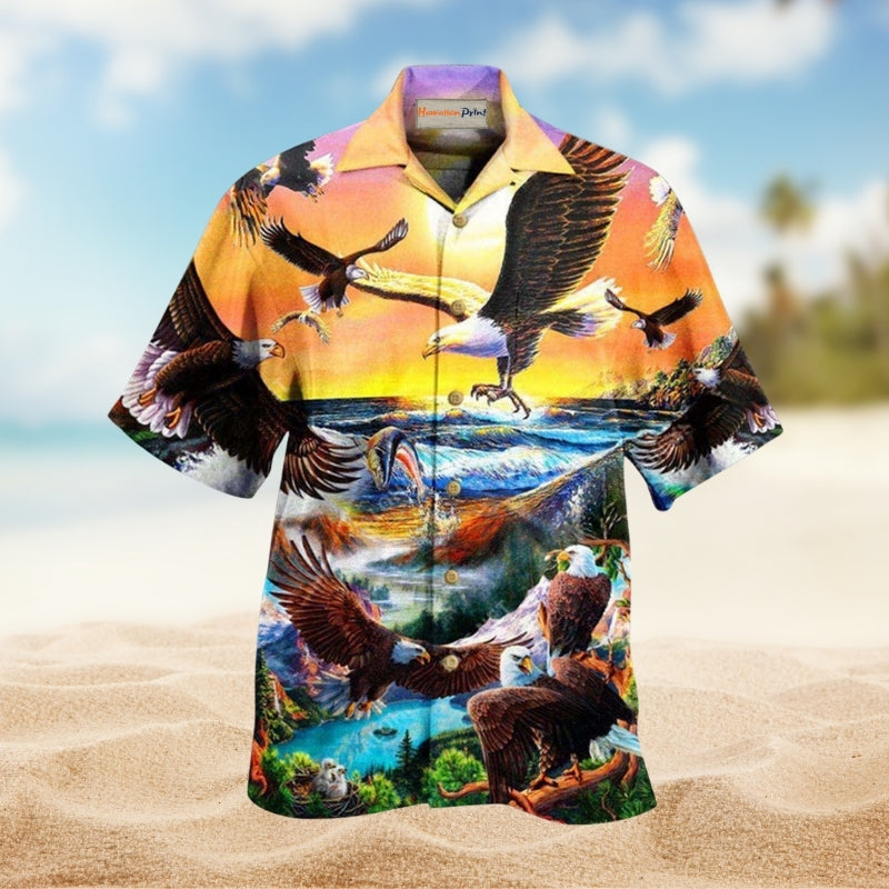 Eagle Spirit Of America Hawaiian Shirt For Resort Travel Summer Events And Thoughtful Casual Gifting