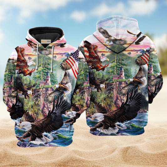 Eagle Spirit America Landscape Hoodie For Casual Activities Seasonal Outings And Gift Ideas
