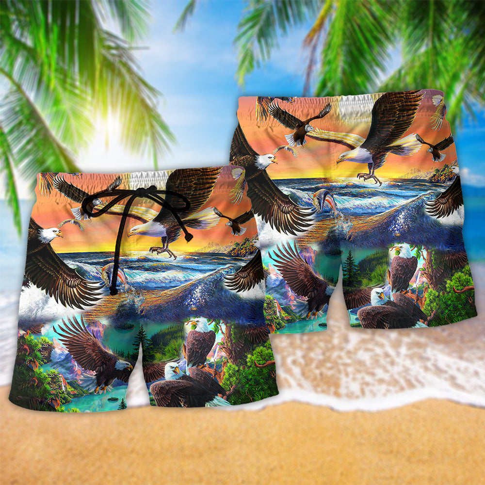 American Eagle Nature Beach Shorts Pattern Detail For Coastal Travel And Laid Back Daily Wear
