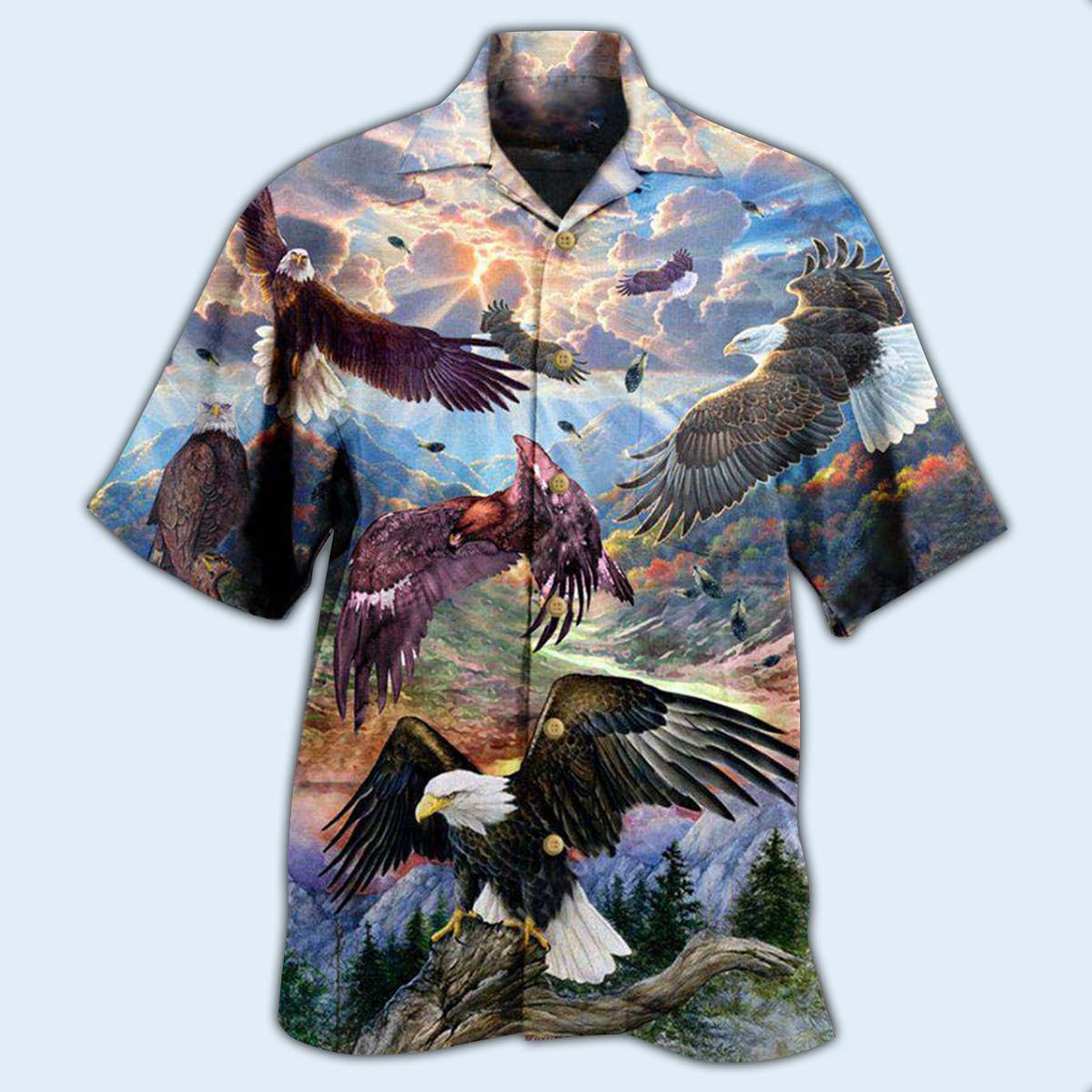 Eagle Spread Wings Sky Hawaiian Shirt Design Detail For Sunny Adventures And Casual Wear