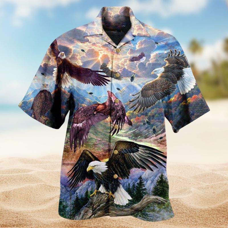 Eagle Spread Wings Sky Hawaiian Shirt For Island Vacations, Weekend Events, And Relaxed Everyday Outfits