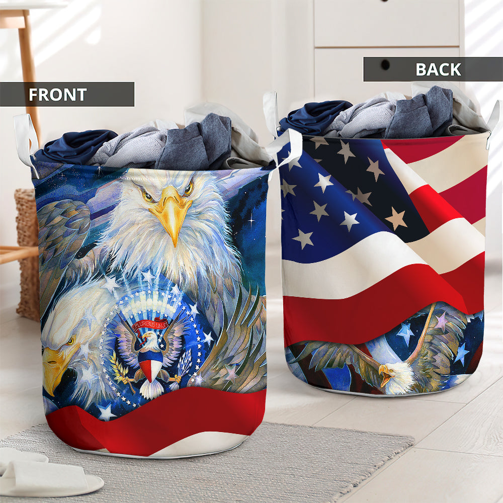 Eagle American Flag Laundry Basket For Bathroom Bedroom Storage