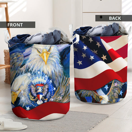 Eagle American Flag Laundry Basket For Bathroom Bedroom Storage
