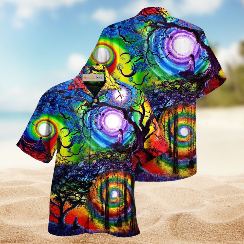 Earth Spirits Tree Hawaiian Shirt For Resort Trips, Coastal Parties, And Warm Weather Style
