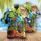 Green Planet Earth Hawaiian Shirt With Detailed Graphic For Beach Days Resort Trips And Relaxed Everyday Style