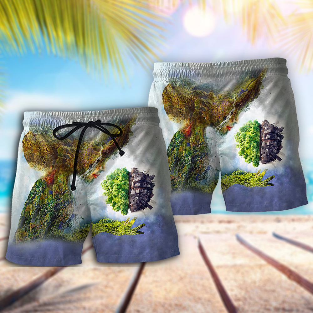 Earth Day Grow Together Nature Beach Shorts For Summer Vacation And Coastal Travel