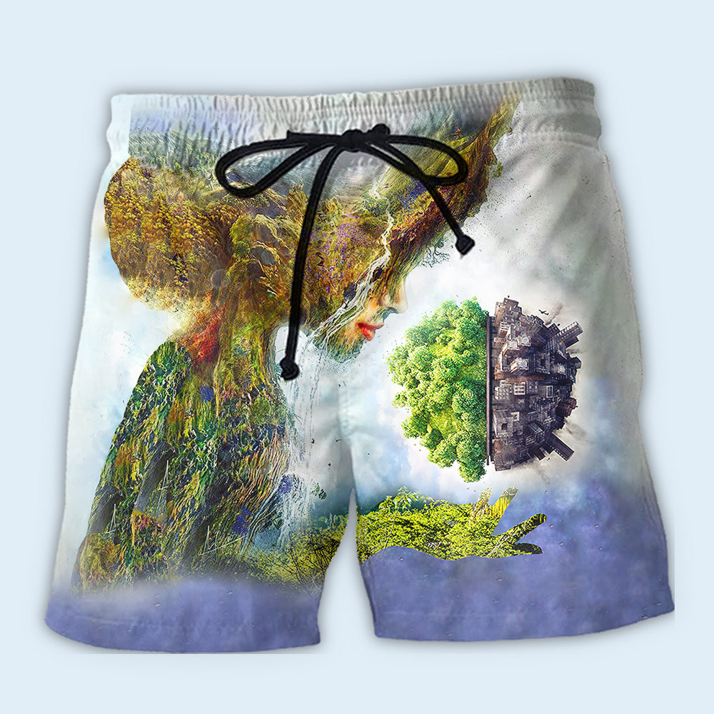 Earth Day Grow Together Nature Beach Shorts Pattern View For Weekend Trips And Outdoor Activities