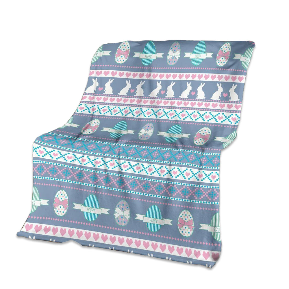 Easter Bunny Egg Pattern Flannel Blanket For Cozy Bedroom Sofa Decor