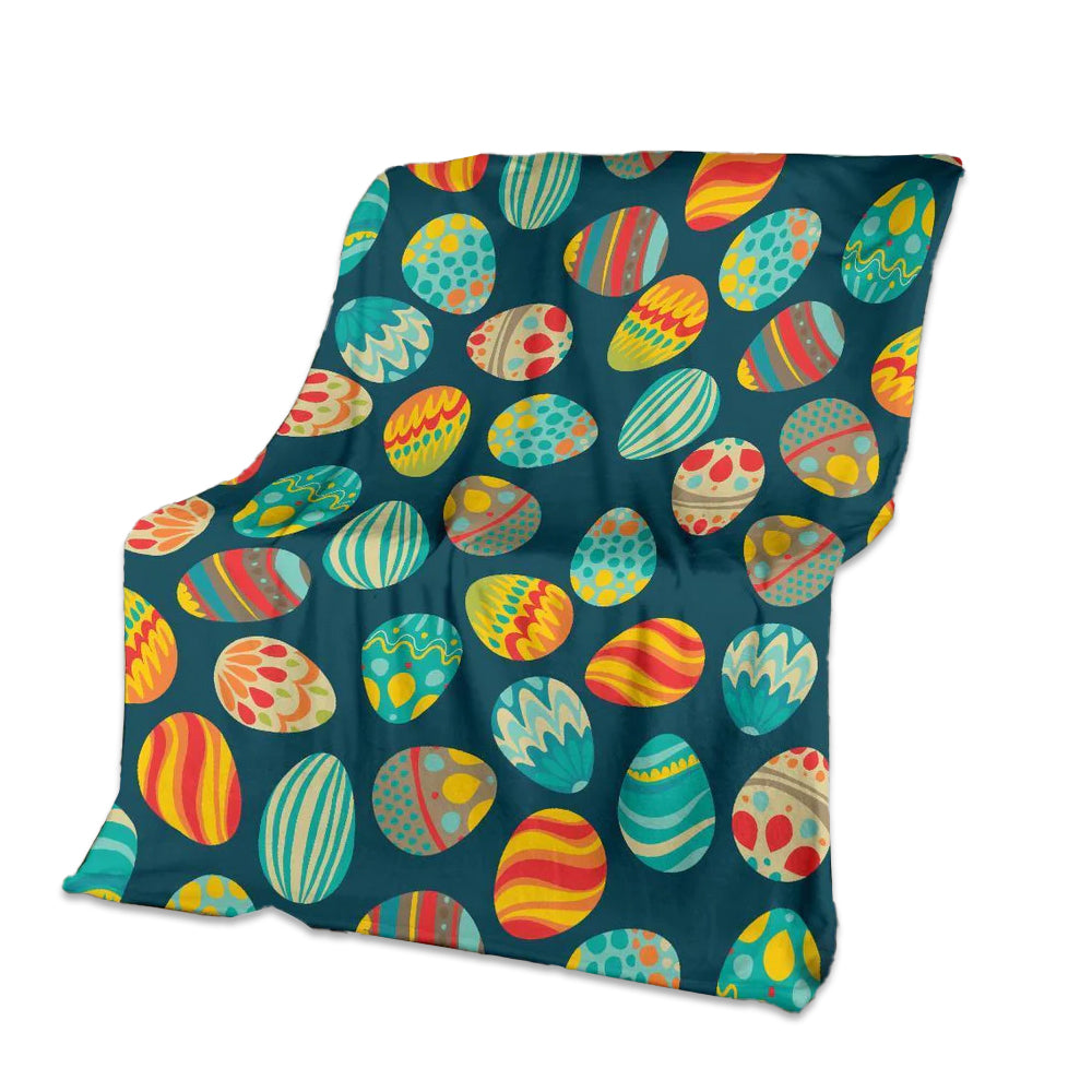 Colorful Easter Egg Pattern Flannel Blanket For Cozy Bedroom Sofa Decor