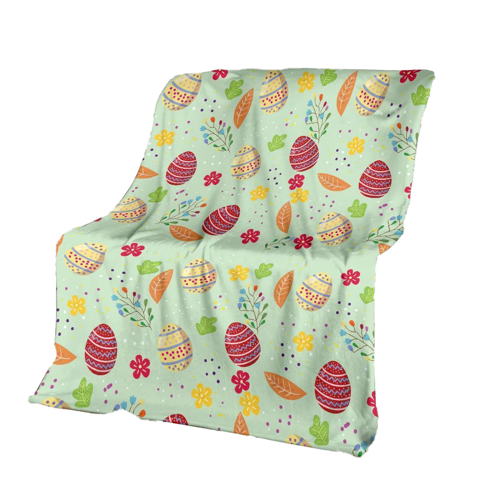 Colorful Easter Egg Pattern Flannel Blanket For Cozy Bedroom Sofa Decor