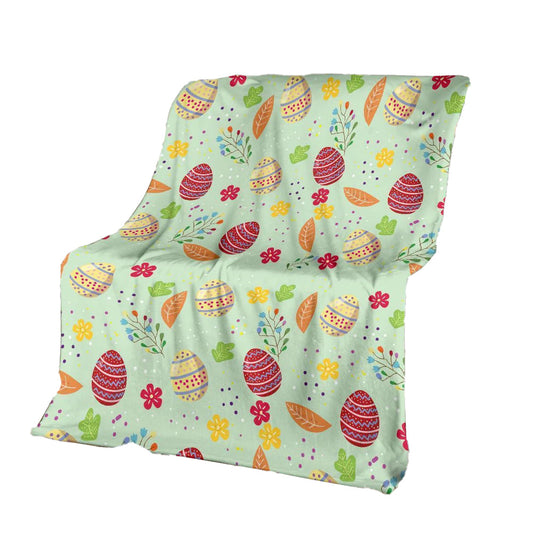 Colorful Easter Egg Pattern Flannel Blanket For Cozy Bedroom Sofa Decor