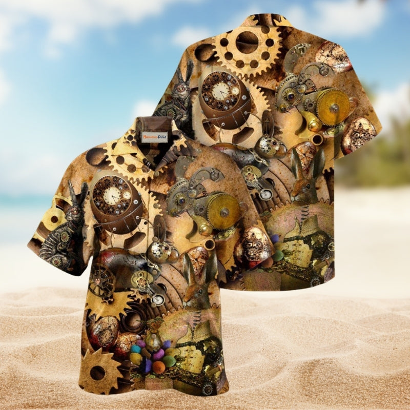 Easter Enjoy With Steampunk Style Hawaiian Shirt For Summer Vacation Beach Travel And Relaxed Casual Wear