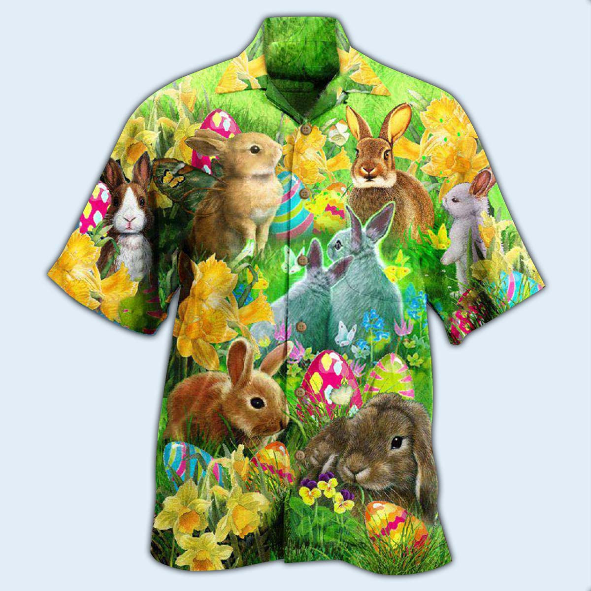 Happy Easter Bunnie Hawaiian Shirt For Summer Vacation And Beach Travel