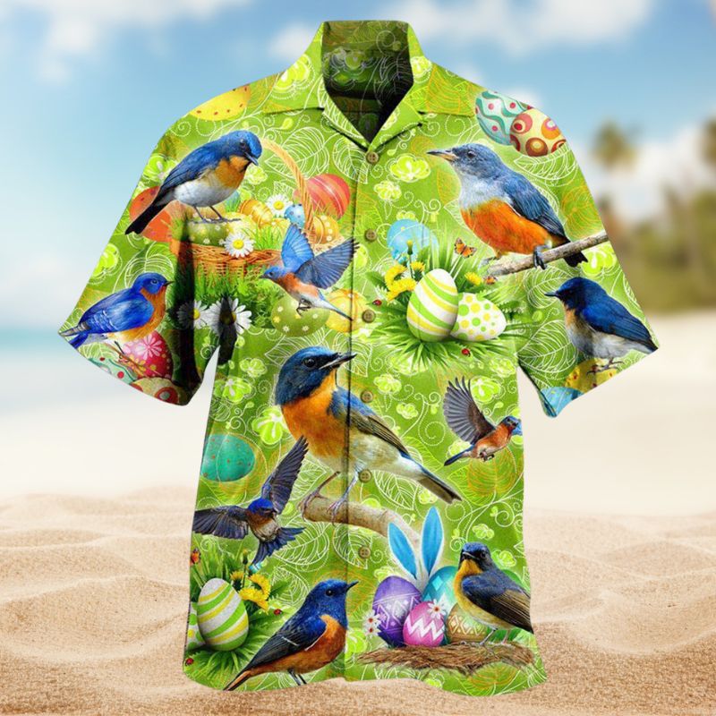 Easter Blue Birds Hawaiian Shirt For Beach Days, Summer Outings, And Thoughtful Gift Giving