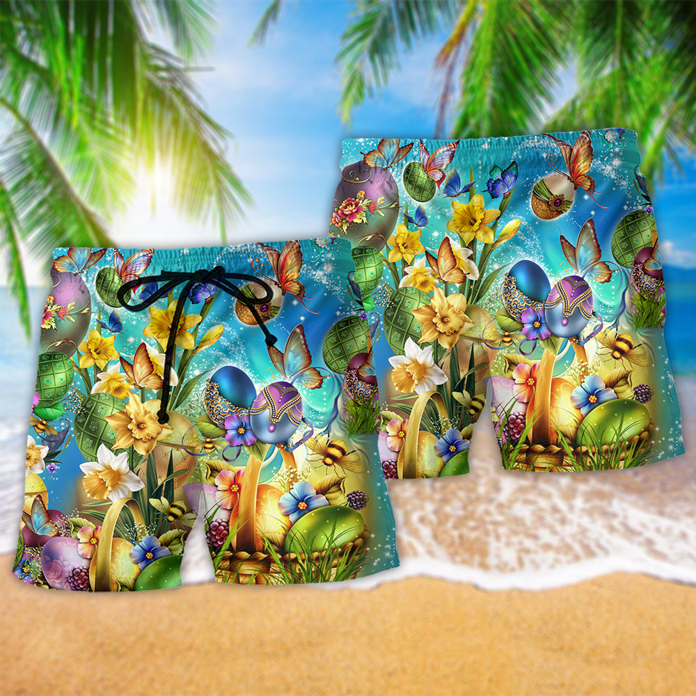 Easter Blessed Butterfly Floral Beach Shorts Pattern Detail For Holiday Travel And Easygoing Coastal Style