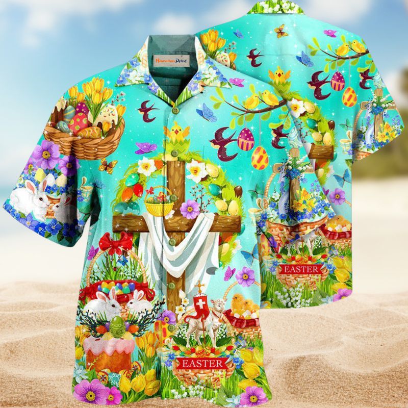 Easter Peaceful Hawaiian Shirt For Summer Vacation, Beach Travel, And Casual Wear