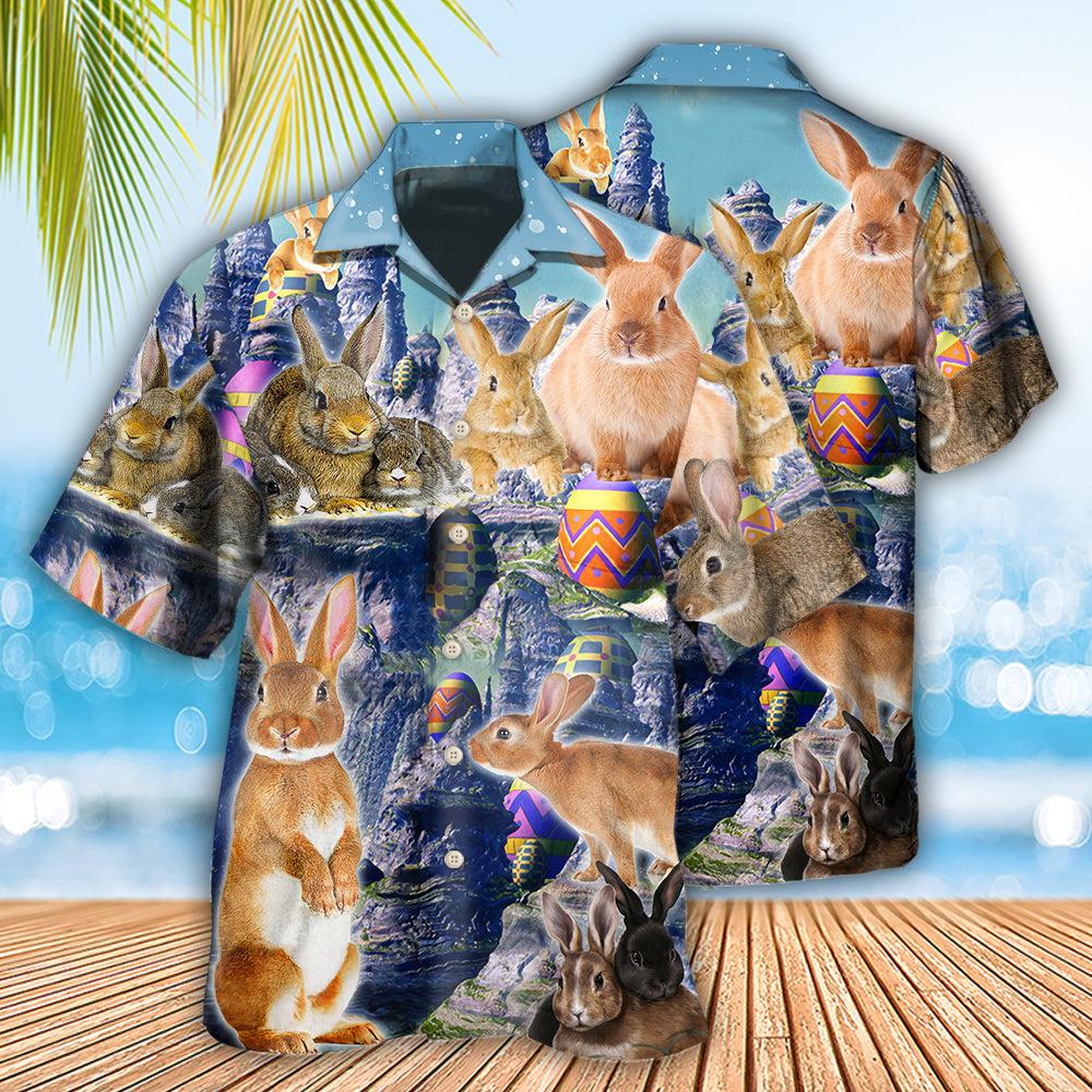 Easter And Rabbit Hawaiian Shirt With All Over Print For Tropical Escapes Resort Wear And Outdoor Celebrations