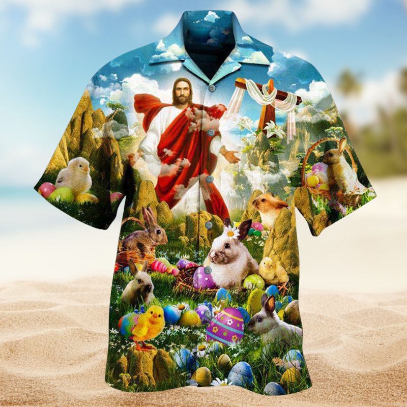 Easter Risen Hawaiian Shirt For Tropical Holidays, Outdoor Gatherings, And Everyday Comfort