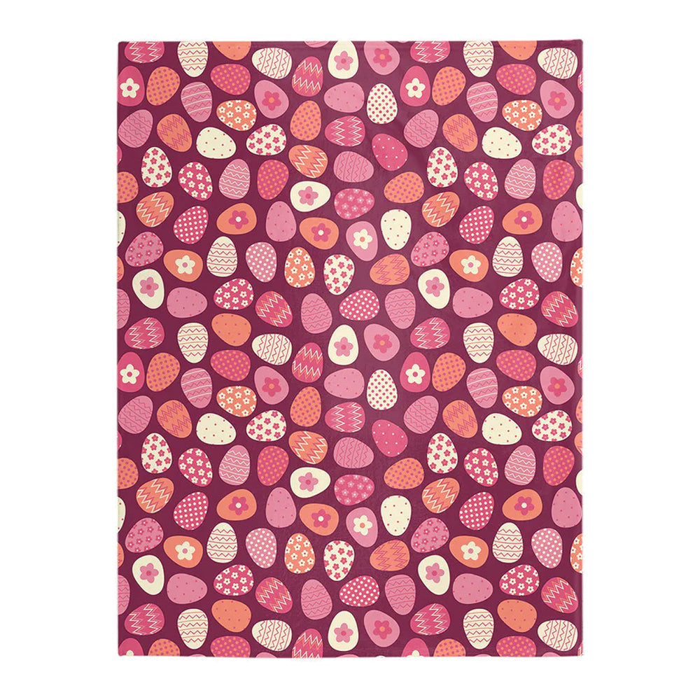 Colorful Easter Egg Pattern Flannel Blanket For Cozy Bedroom Sofa Decor