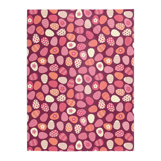 Colorful Easter Egg Pattern Flannel Blanket For Cozy Bedroom Sofa Decor