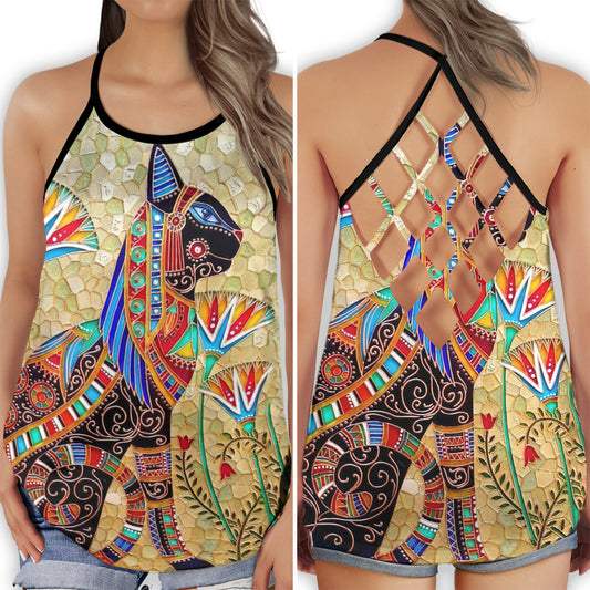 Egyptian Cats Luxury Ancient Charm Hollow Tank Top For Yoga Workouts And Casual Wear