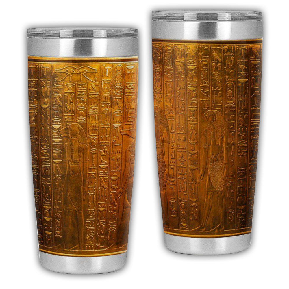 Egypt Golden Relief Glittering 20 Oz Tumbler For Coffee Travel And Daily Drinks