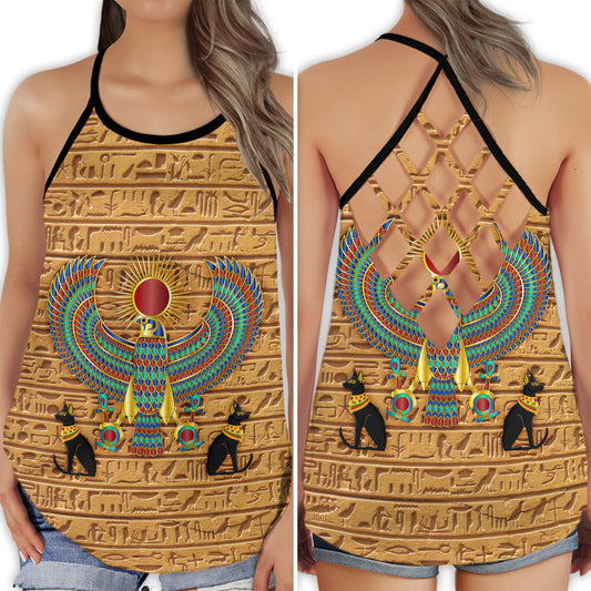Egypt Legendary Modern Theme Hollow Tank Top For Yoga Workouts And Casual Wear