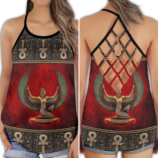 Egypt Legendary Red Hollow Tank Top For Yoga Workouts And Casual Wear