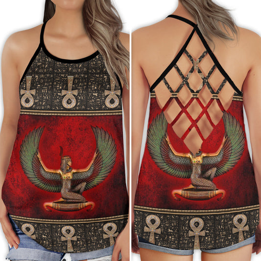 Egypt Pattern Red Ancient Hollow Tank Top For Yoga Workouts And Casual Wear