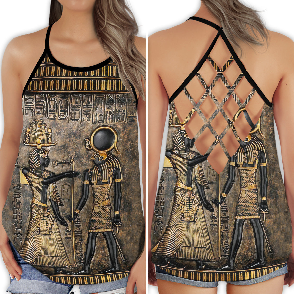 Egypt Legendary Classic Hollow Tank Top For Yoga Workouts And Casual Wear