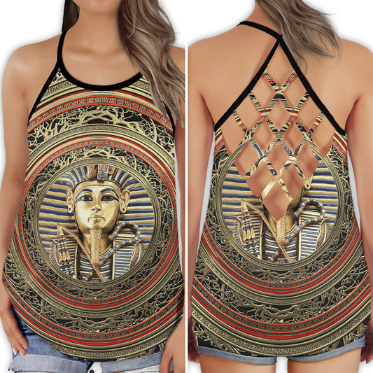 Egypt Legendary Pattern Hollow Tank Top For Yoga Workouts And Casual Wear