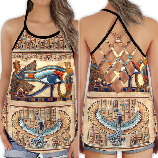 Egypt Legendary Beauty Pattern Hollow Tank Top For Yoga Workouts And Casual Wear