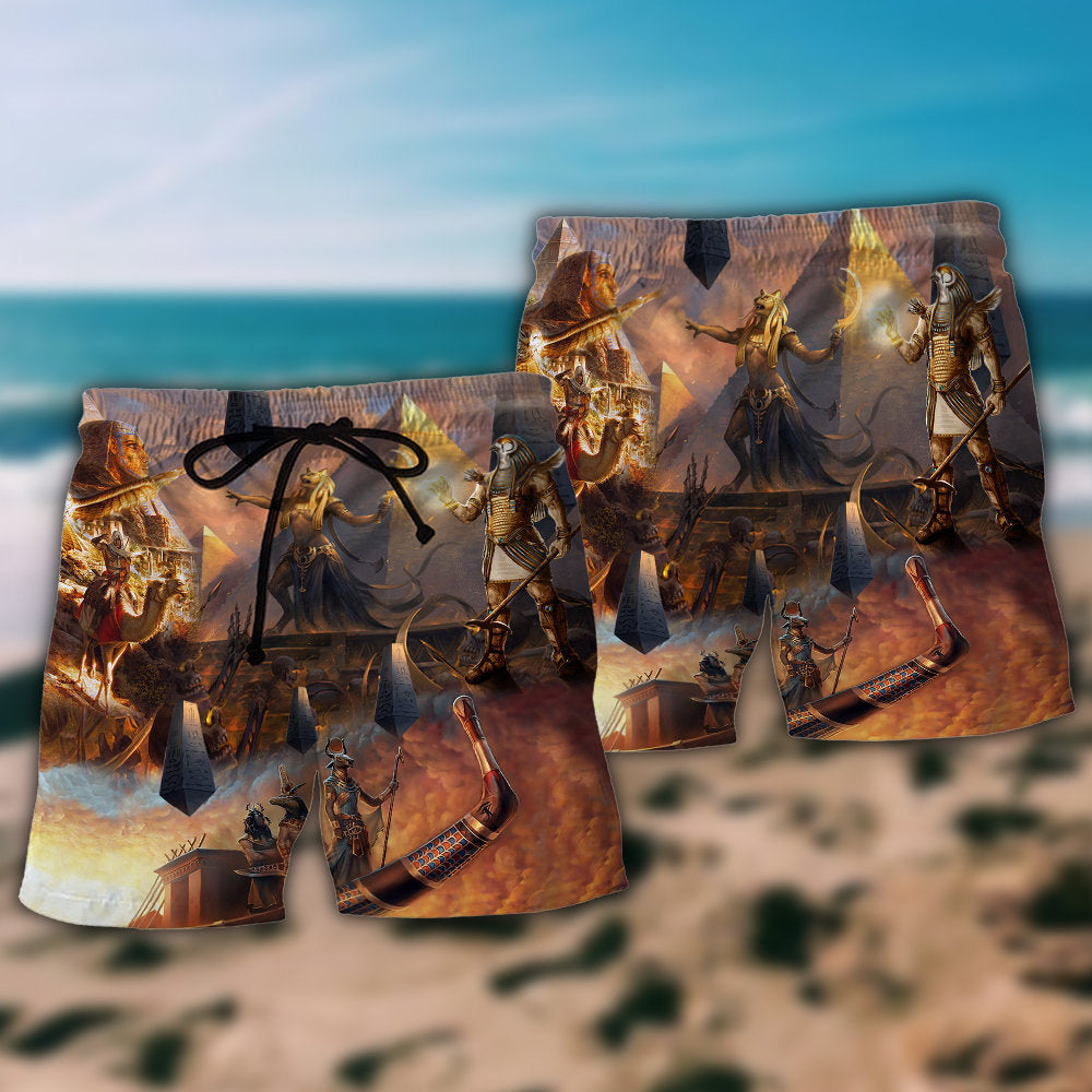 Ancient Egypt Spiritual Beach Shorts Pattern Detail For Leisure Travel And Casual Outdoor Comfort