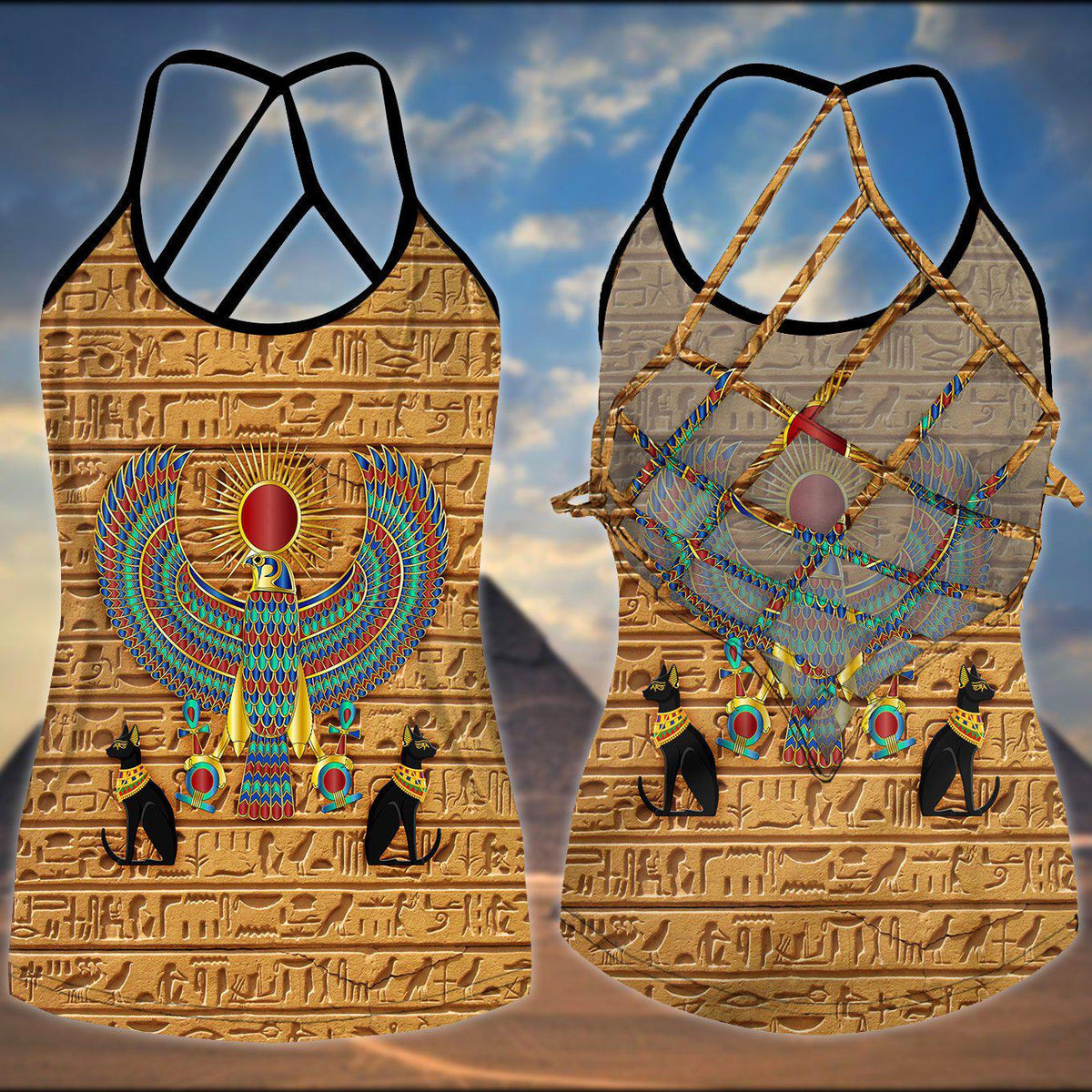 Egypt Legendary Hollow Tank Top For Yoga Practice And Vacation Outfits