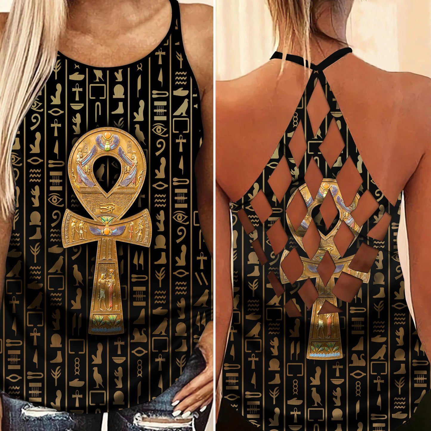 Egypt Legendary Hollow Tank Top For Workout Classes And Daily Wear