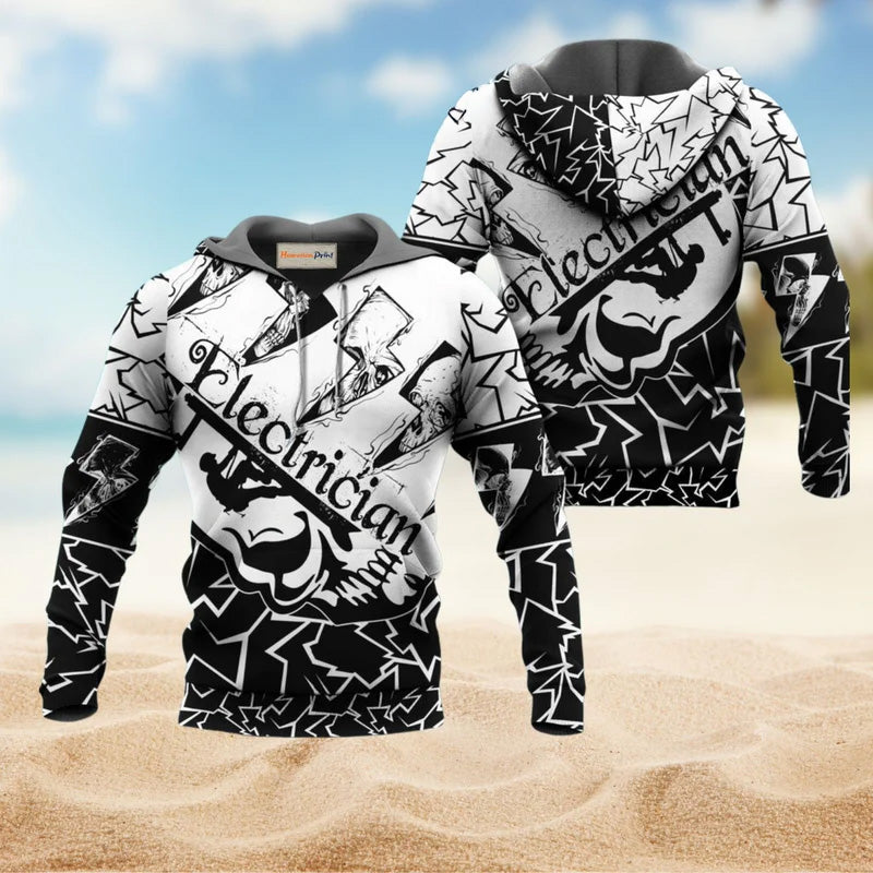 Black White Electrician Hoodie For Relaxed Daily Wear Weekend Outings And Thoughtful Gifting