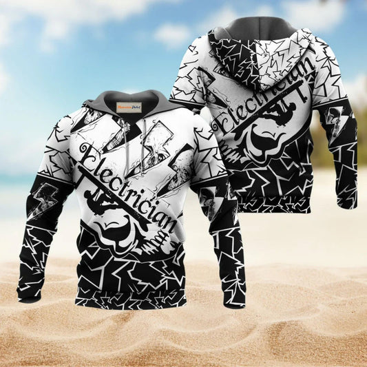 Black White Electrician Hoodie For Relaxed Daily Wear Weekend Outings And Thoughtful Gifting